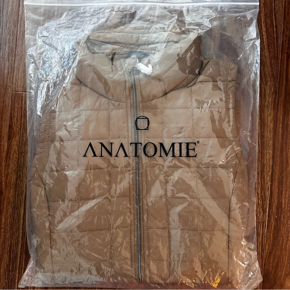 Anatomie Montreal Luxury High Collar Vest SZ M Camel Black - Picture 14 of 14